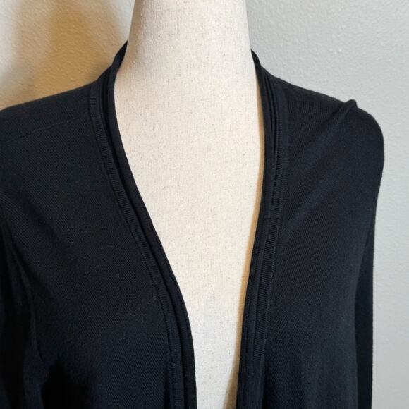 J. Jill cardigan sweater black long sleeve open front draping hip length Sz XL - Picture 2 of 6